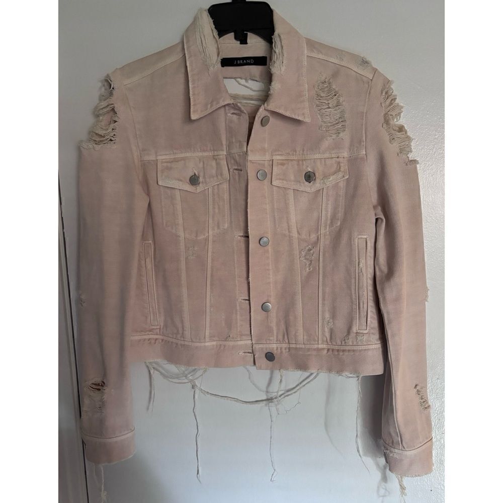 J Brand Cream Distressed & Ripped
Denim Buttoned Jacket M - Picture 7 of 13